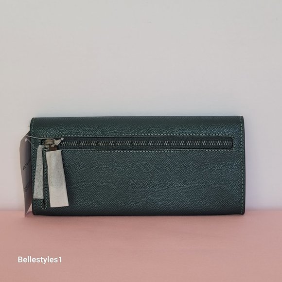 COACH Wyn Envelope Crossgrain Leather Wallet- Forest color - Picture 7 of 16